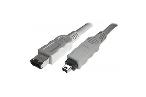 DINIC FireWire 400 Kabel 6 polig auf 4 polig Stecker, Anschlusskabel IEEE 1394, grau, 1m